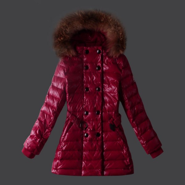 Moncler Fashion Fur Cap e cinturino lungo Cappotti Moncler Fashion Fur Cap e cinturino lungo Cappotti